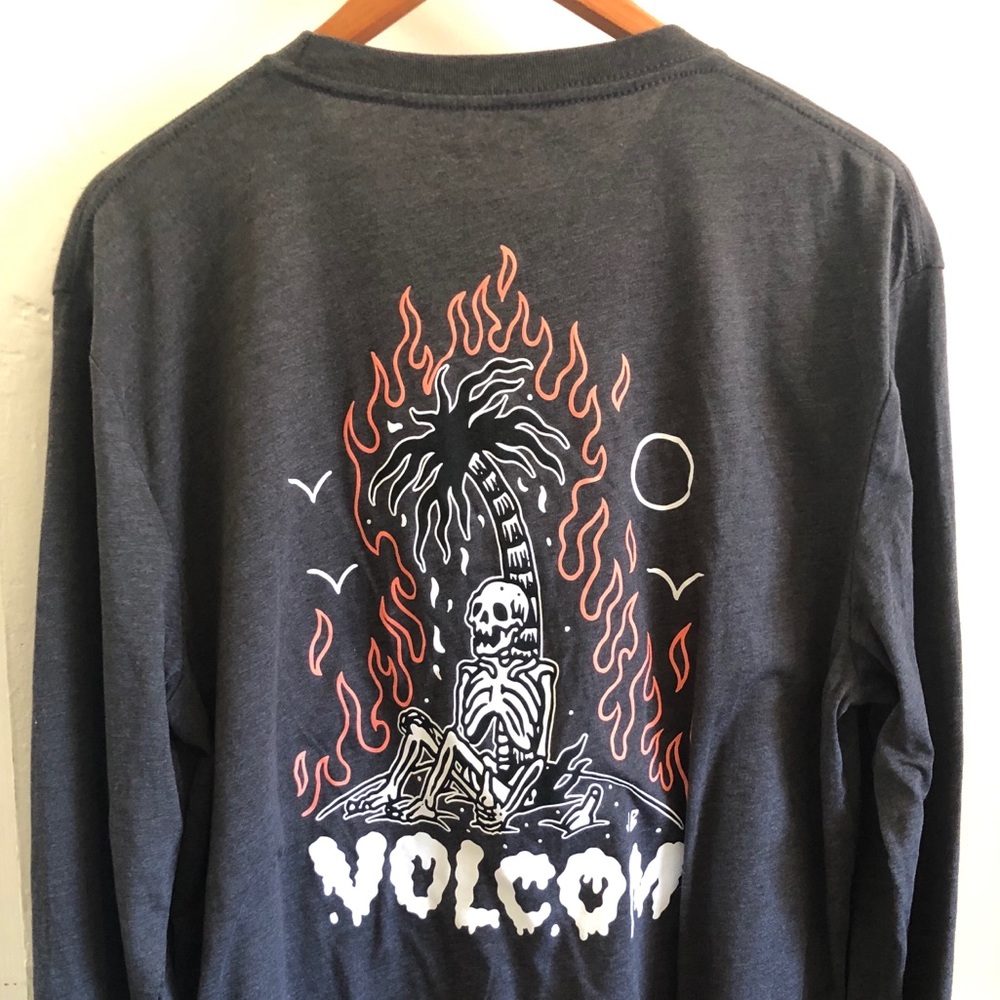 Volcom Men’s Long-sleeve T-shirt, Gray, XL